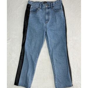 BDG Urban Outfitters Faux Leather Stripe Straight Leg Jeans Light Wash Blue 29